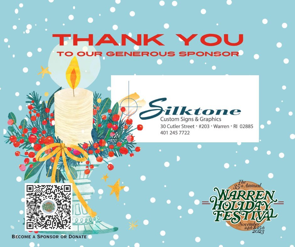 LAST BUT NOT LEAST!

Thank you to our sponsor SILKTONE CUSTOM SIGNS for their support of this years #warrenholidayfestival

https://www.silktonesigns.com/

@inform_warr 

To become a sponsor of this years holiday festival visit: https://warrenholiday