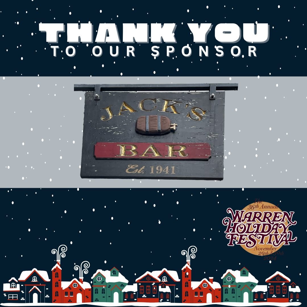 🎉 A huge thank you to Jack's Bar for once again sponsoring this year&rsquo;s Warren Holiday Festival! 🥂

Looking for the perfect spot to catch up with old friends or make new ones? Want a cozy place to watch the big game? 🏈🍻 Look no further than 