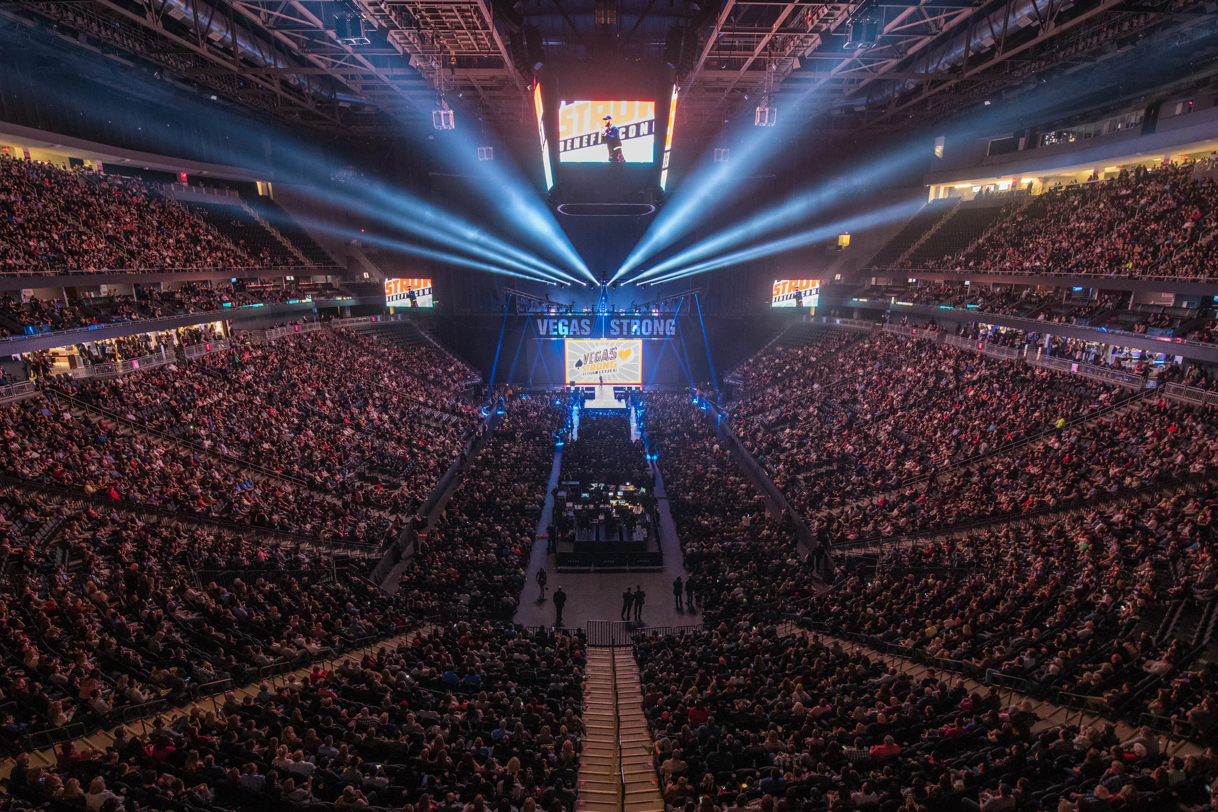 The crowd at the T-Mobile Arena for the Vegas Strong Benefit Concert, Las Vegas, Nev, Dec. 1, 2017. Photo credit: Powers Imagery