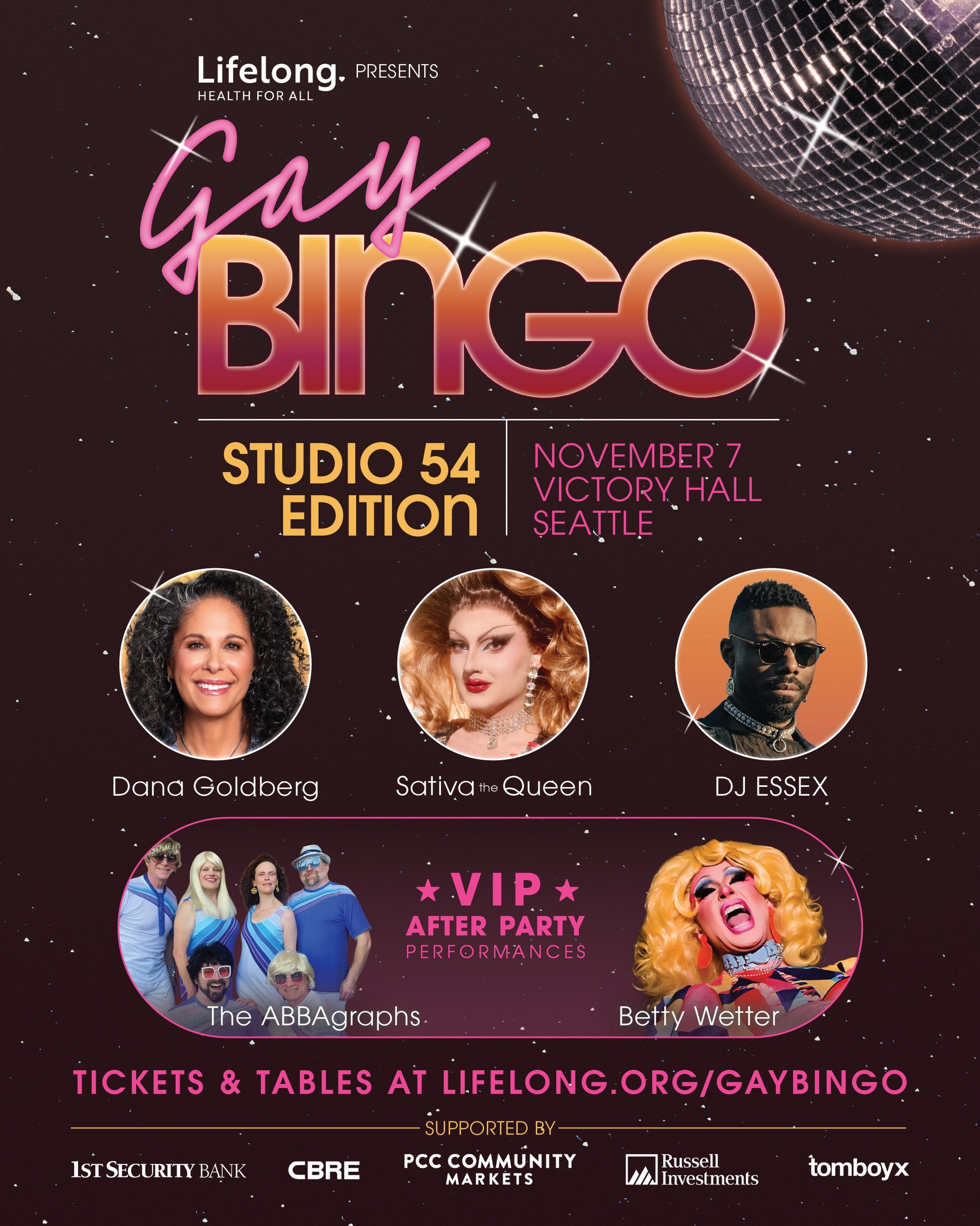 One month from today: Gay Bingo: Studio 54 Edition.&nbsp;

Saturday, November 7, 7 PM at Victory Hall will be a night to remember with host Dana Goldberg (@dgcomedy), drag headliner Sativa the Queen (@sativathequeen), DJ ESSEX (@essexthedj), and a VI