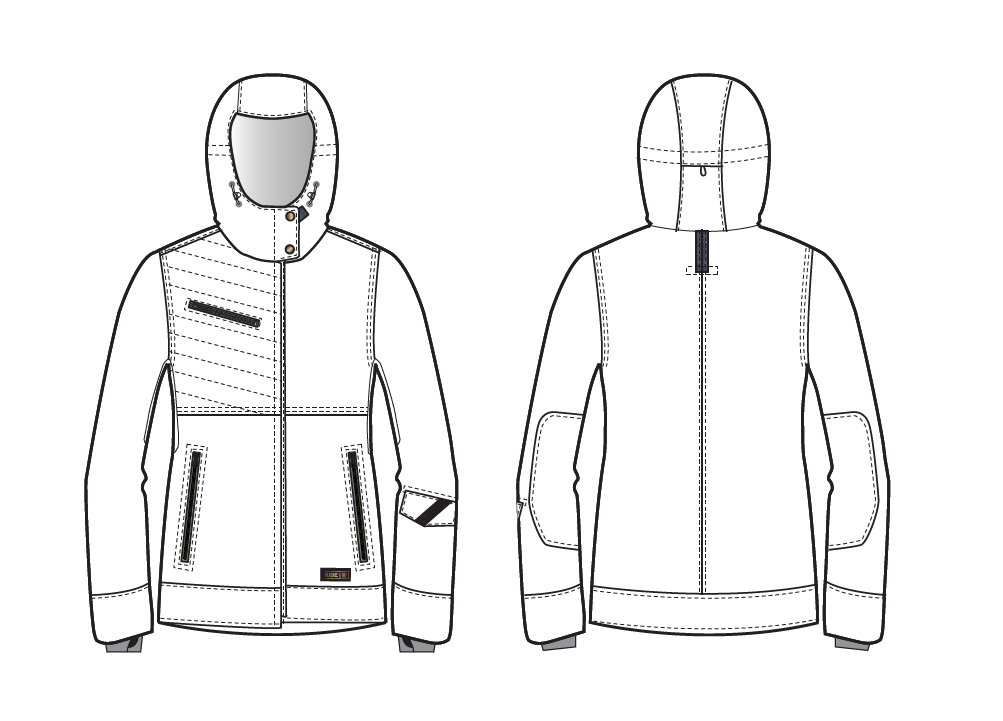Concept Sketch Delivered to RIDE team for the Women's CHERRY JACKET shown below.