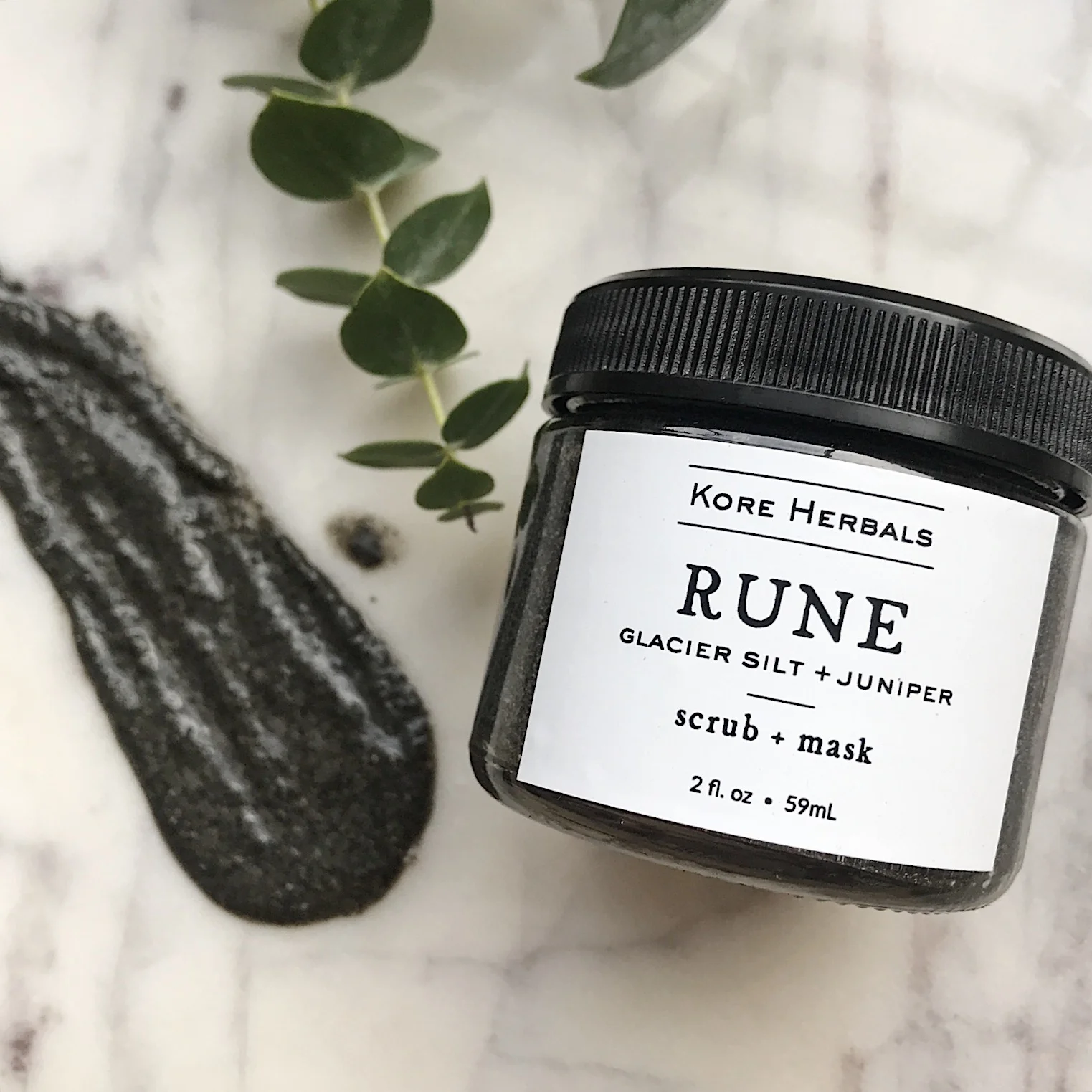 Kore Herbals Rune Glacier Silt and Juniper Scrub and Mask