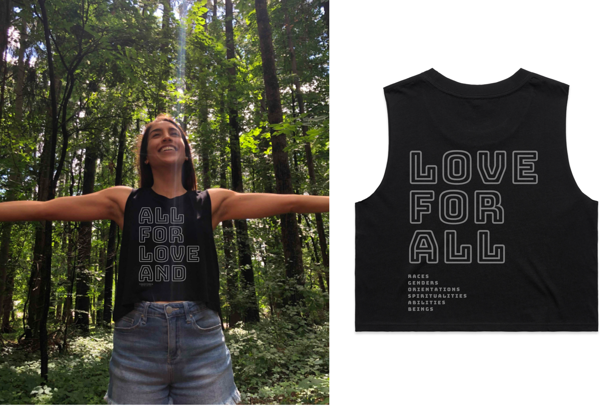 All For Love And Love For All - Cropped Cotton Muscle Tank