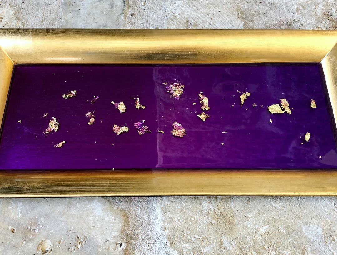Purple & Gold leaf Texas Ornament