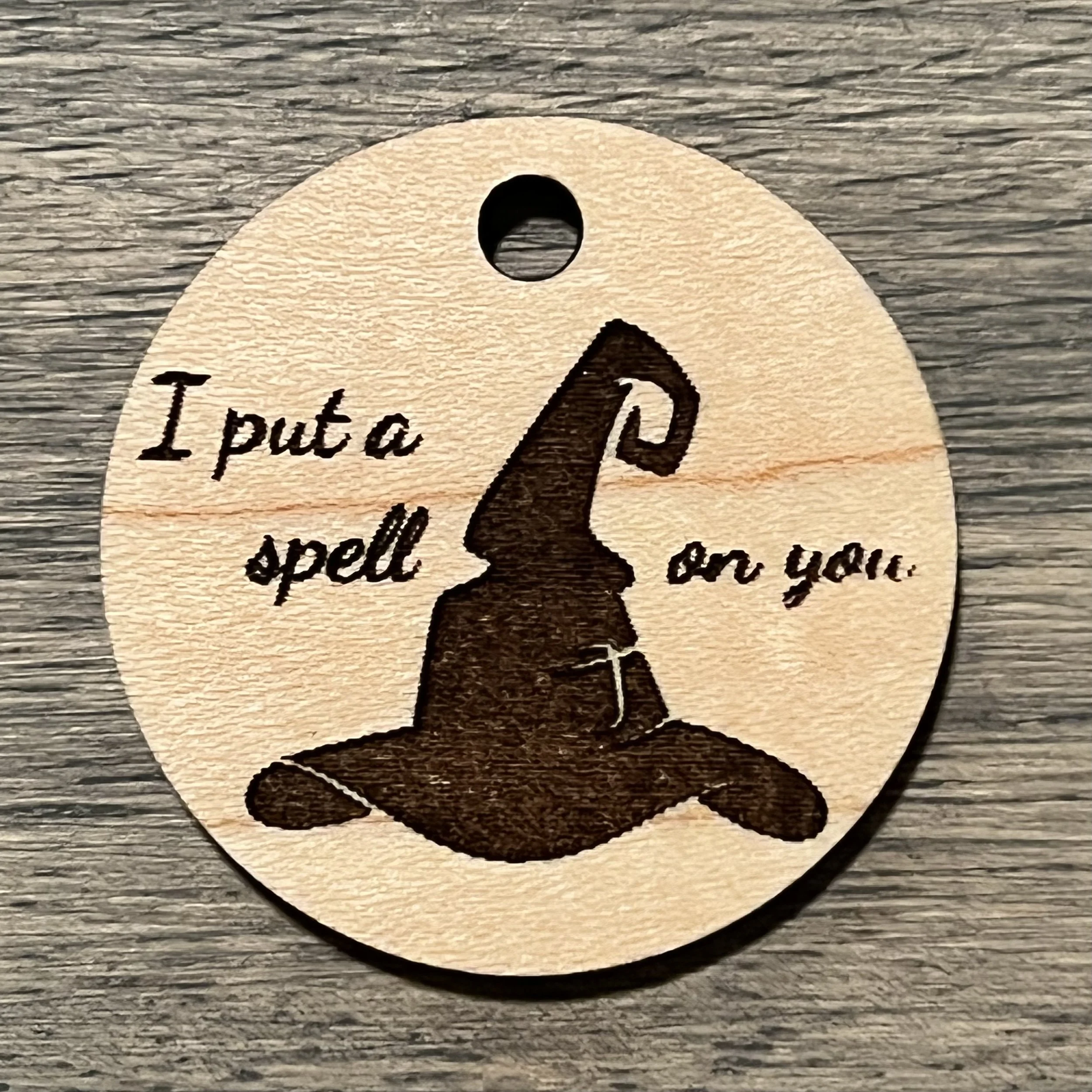 Engraved Maple Wood Spell Keychain