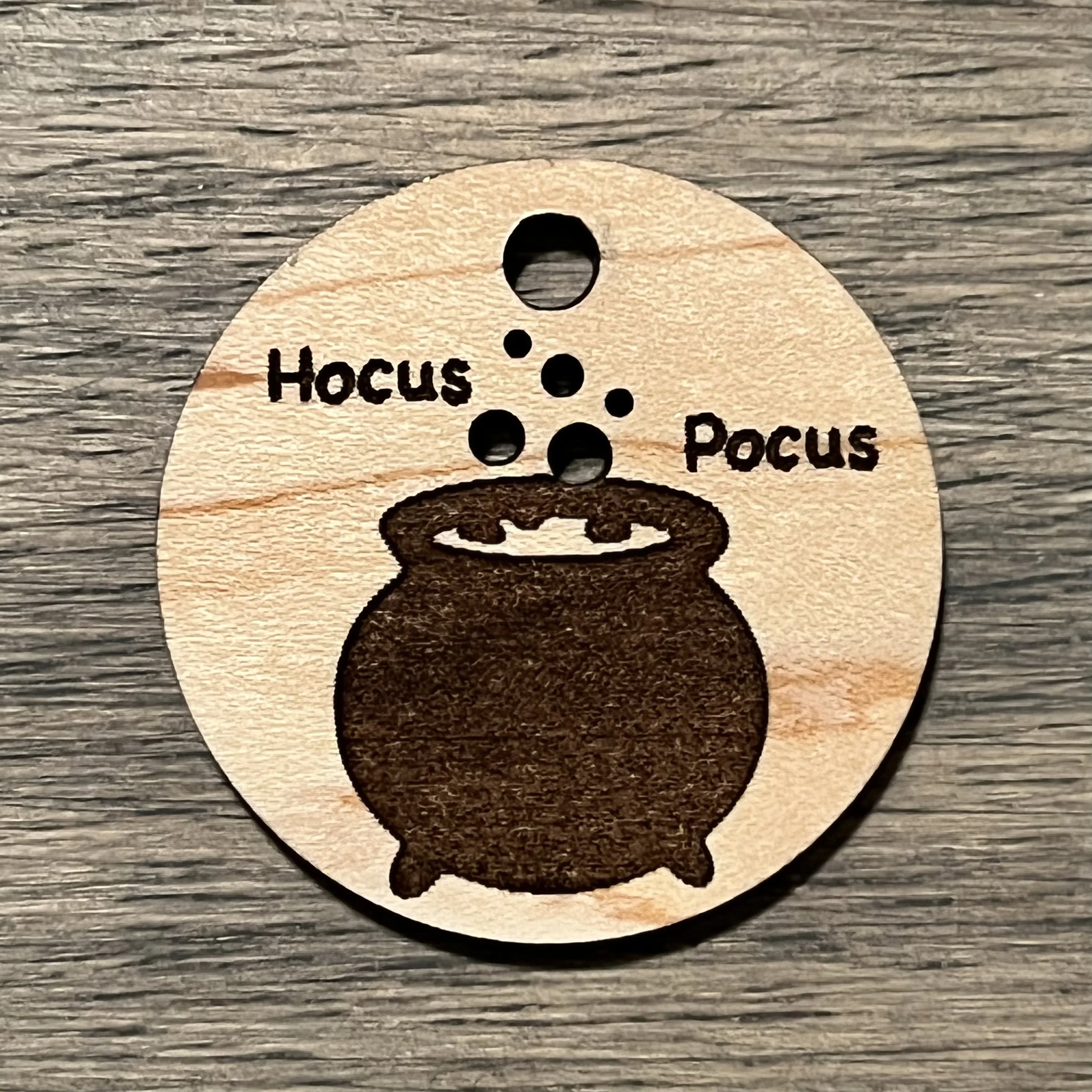 Engraved Maple Wood Cauldron Keychain