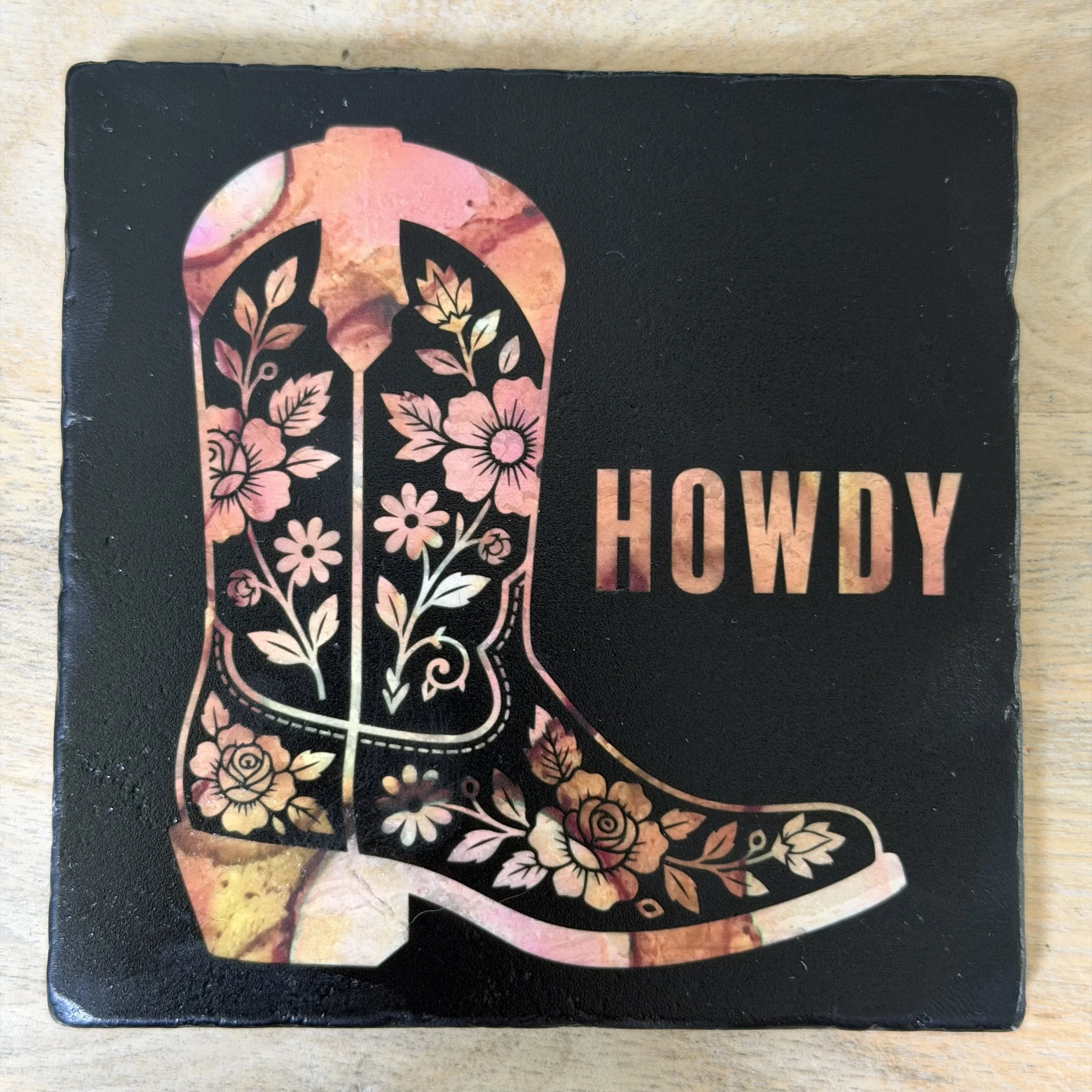 Western Cowboy Boot Marble Coaster