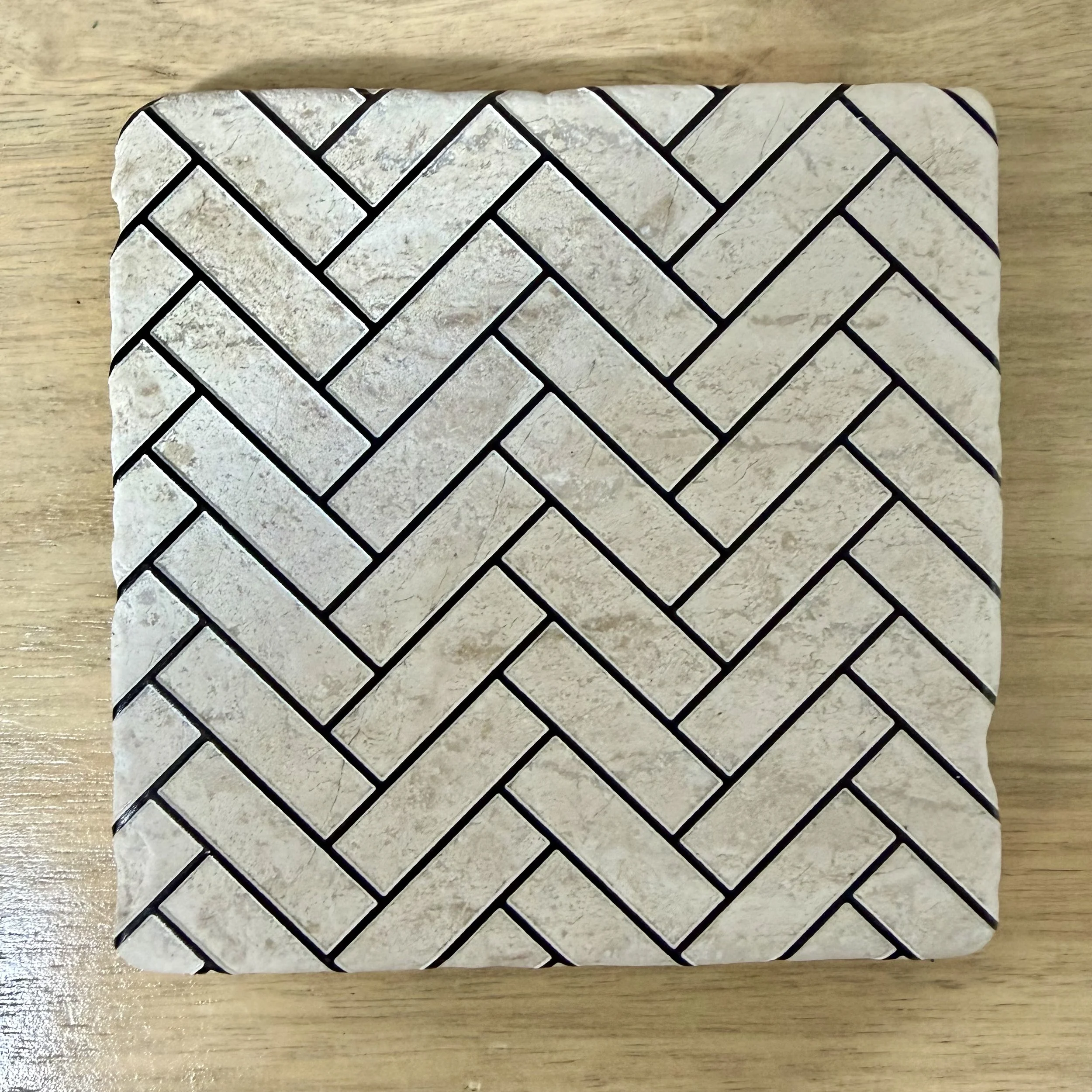Elegant Herringbone Drink Coaster