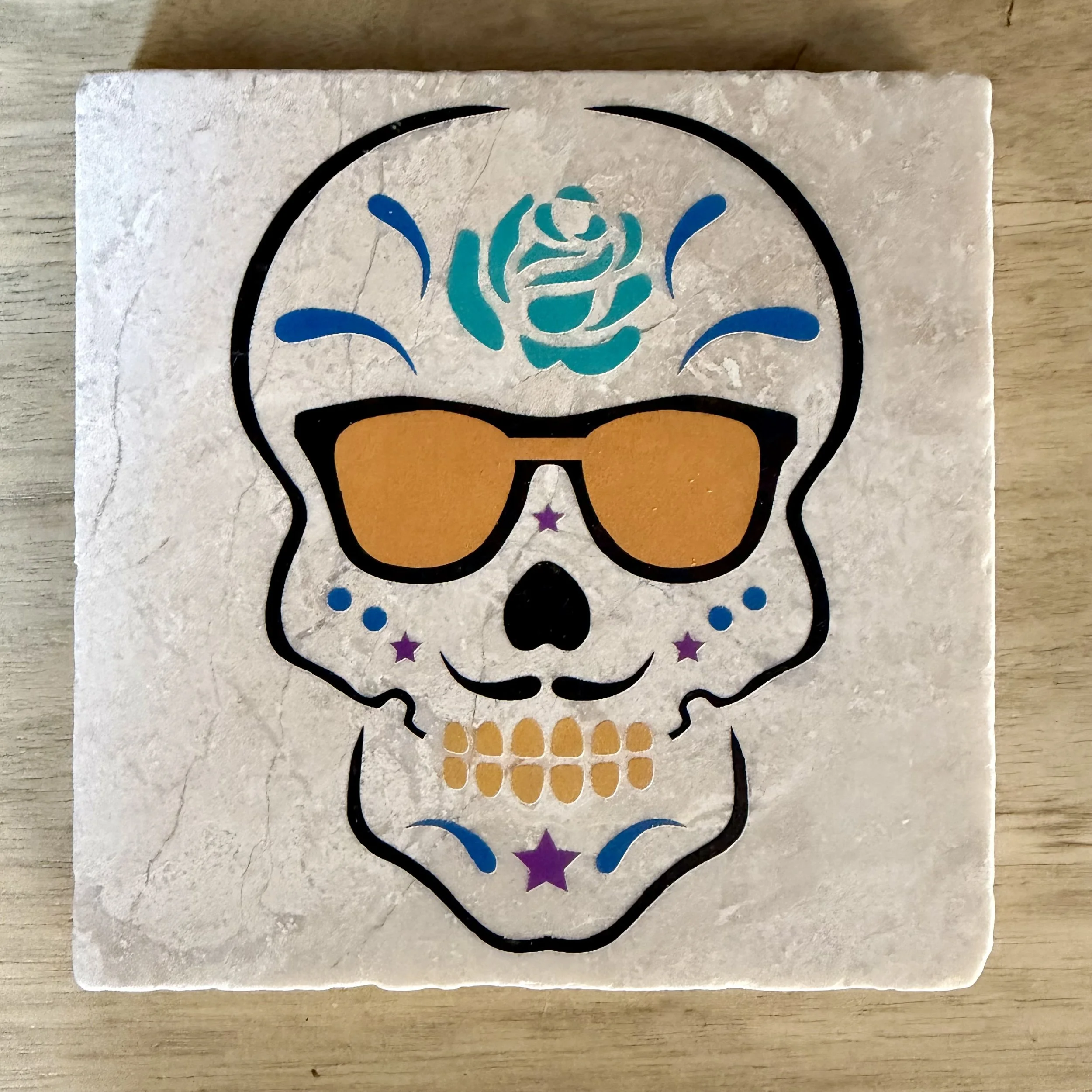 Vibrant Sugar Skull Drink Coaster