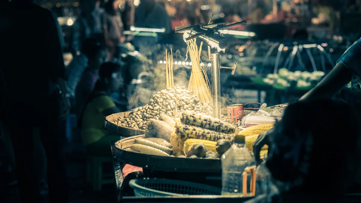 The night market in Yangon is home to many local delicacies