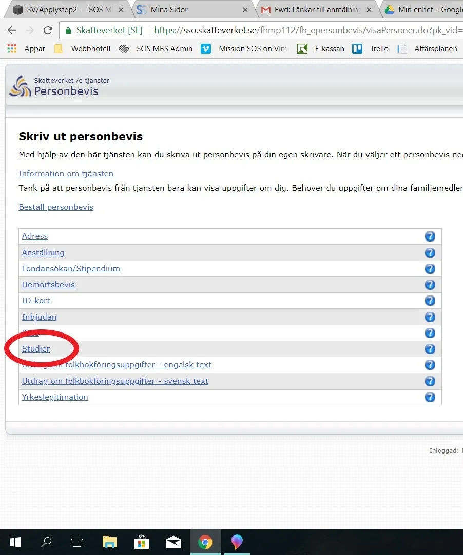 …. STEP 3 Chose STUDIER. .. STEG 3 Välj STUDIER. ….
