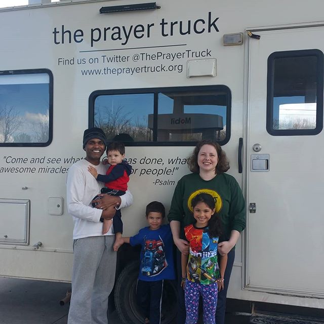 This precious family stopped to pray for us today while we were pulled aside needing some repair. Thank you Lord for the body of Christ!
