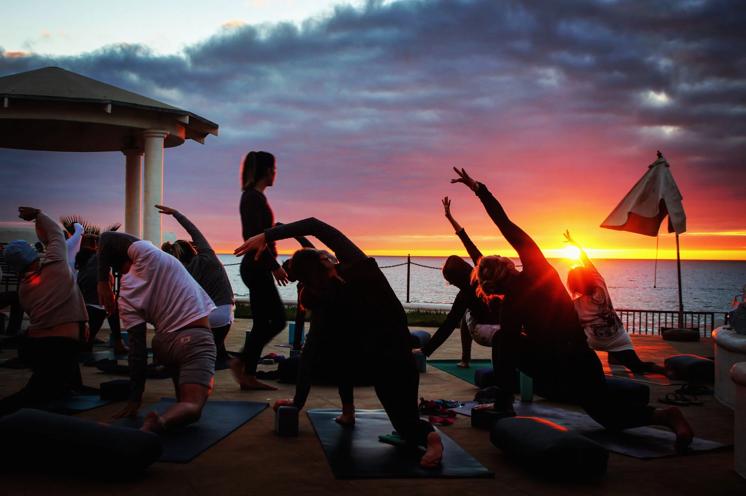 Watching the sunset during our first yoga practice at our home & studio in Baja, Mexico.