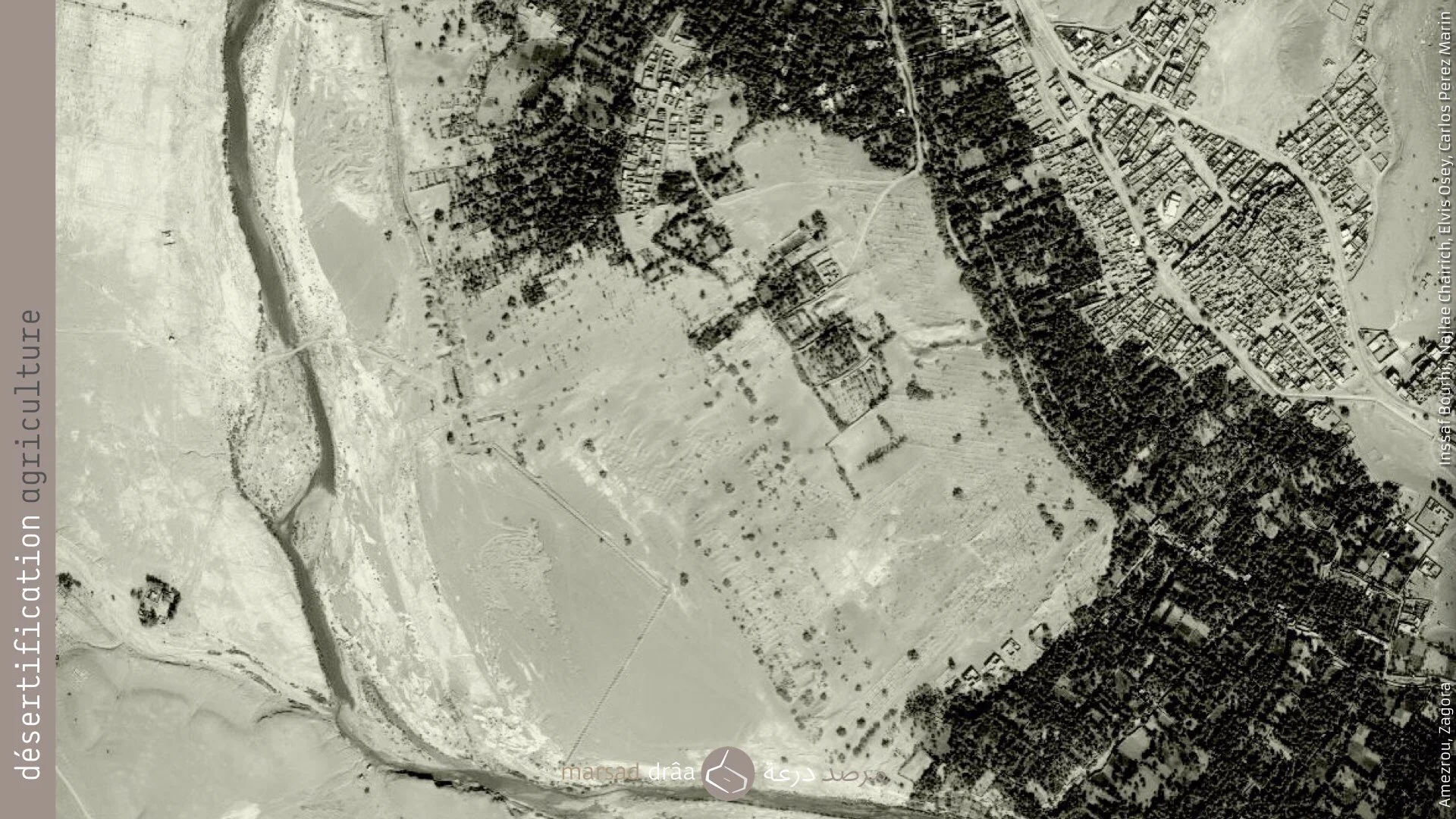 16. Projet qui se situe dans la palmerai de Fezouata, près d'Amezrou (Zagora), où la palmeraie est sur le point d'être coupée en deux à cause du sable.