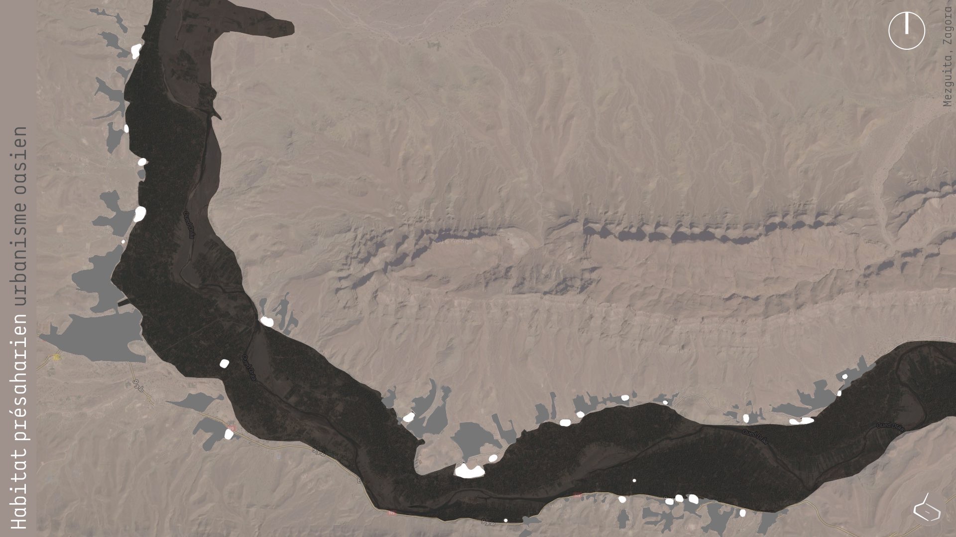 7. Aujourd’hui, l’AMÉNAGEMENT URBAIN se fait toujours sur le BORD DE LA PALMERAIE (parfois autour des ksour), mais cela n’empêche pas que ce développement se fasse en dépriment de la surface de la palmeraie. 7. Today, URBAN PLANNING is always done on the edge of the palm grove (sometimes around the ksour), but it does not stop this development to reduce the surface of the oasis.