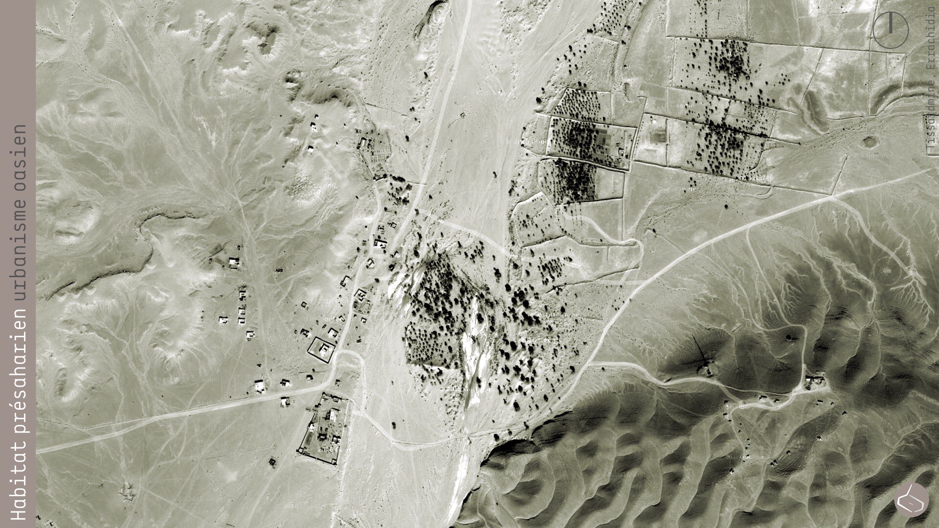   29. Mais tous les tribus nomades n’ont pas eu la possibilité de s’installer dans une palmeraie. Dans la région d’Errachidia, à 17km à l’est de Rissani, près de la frontière avec l’Algérie, il y a un village, Tissardmine…        29. But all the noma