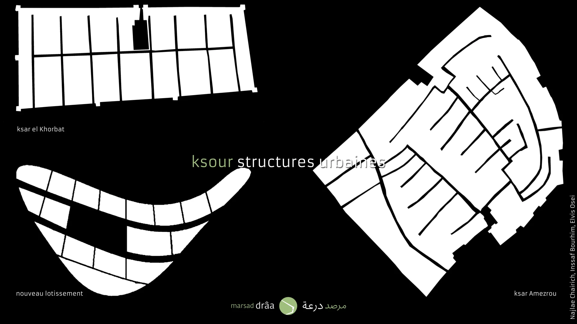 Les étudiants ont comparé quelques ksour, Tinejdad, Amezrou, Beni Zoli... et ils ont proposé une structure spatiale similaire mais adaptée à la forme du bâtiment, bâtiment qui s’adaptait à la forme des barkhanes.