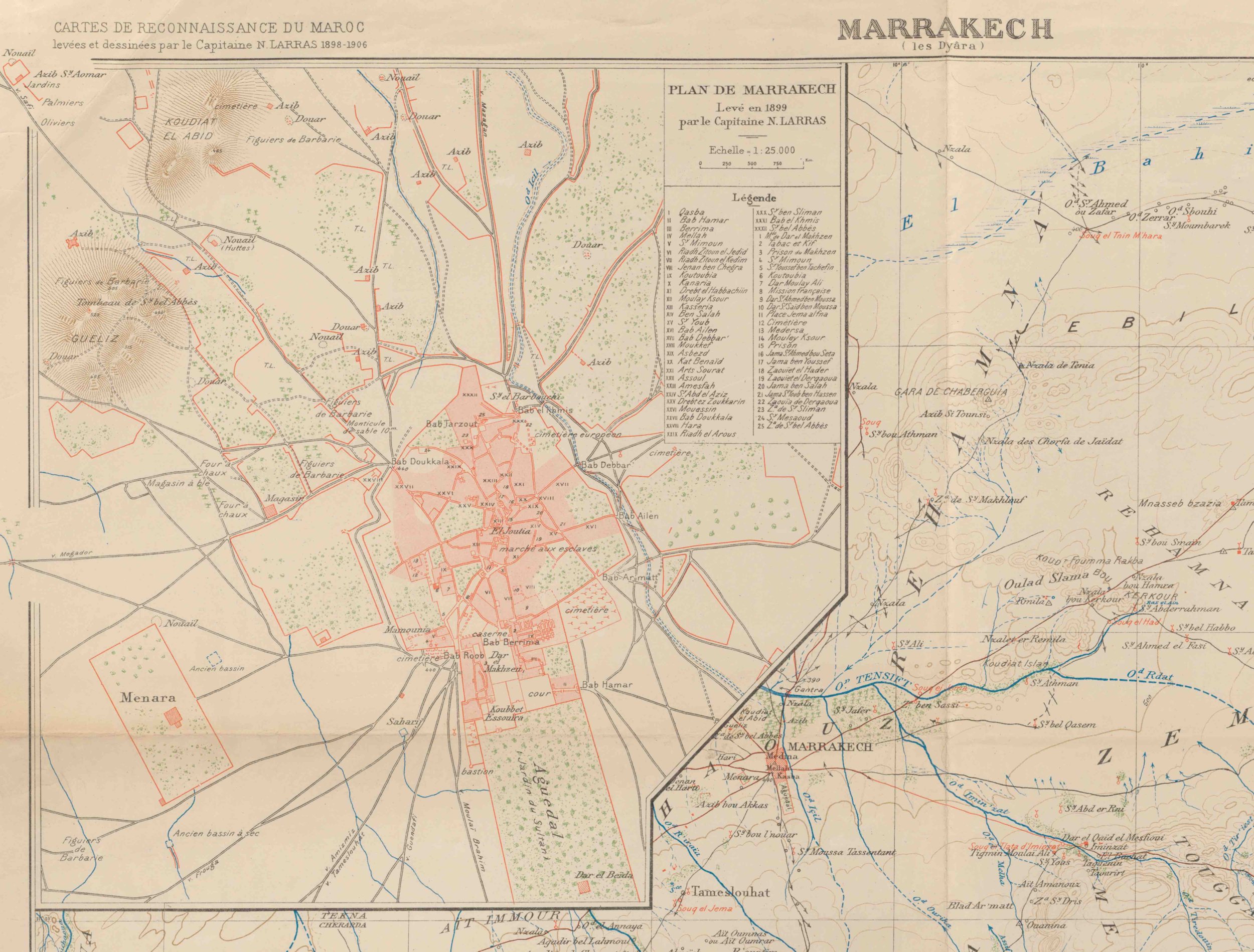 Map of Marrakech surveyed in 1899 by Captain N. Larras