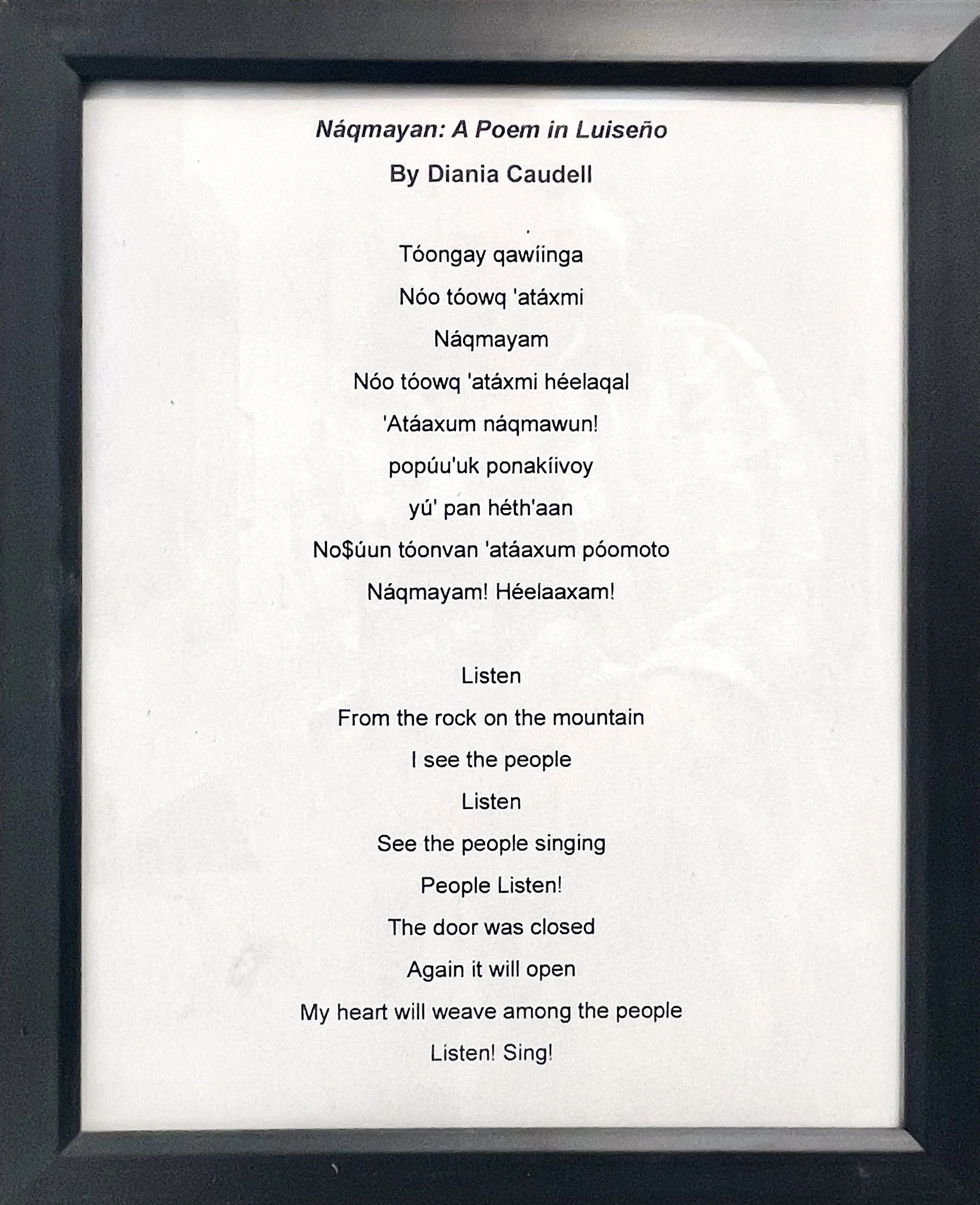 Náqmayan: A Poem in Luiseño