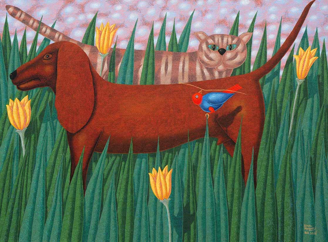 Ernani Pavaneli, Cão gato e companhia, 2016, pintura