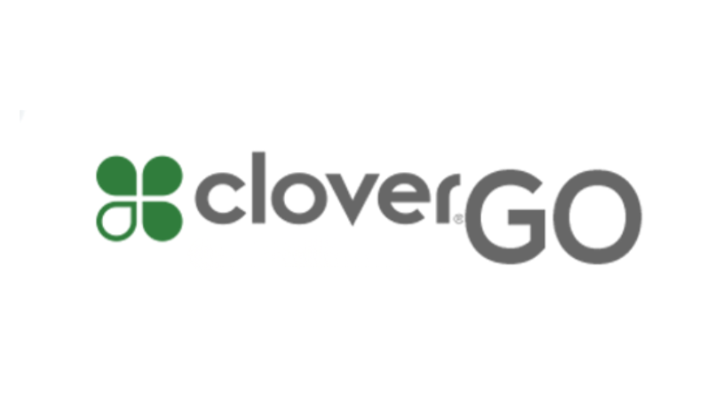 Clover Go logo with four-leaf clover icon and text that reads 'cloverGO, A First Data Company'.