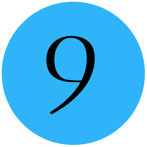 blue circle icon with the #9