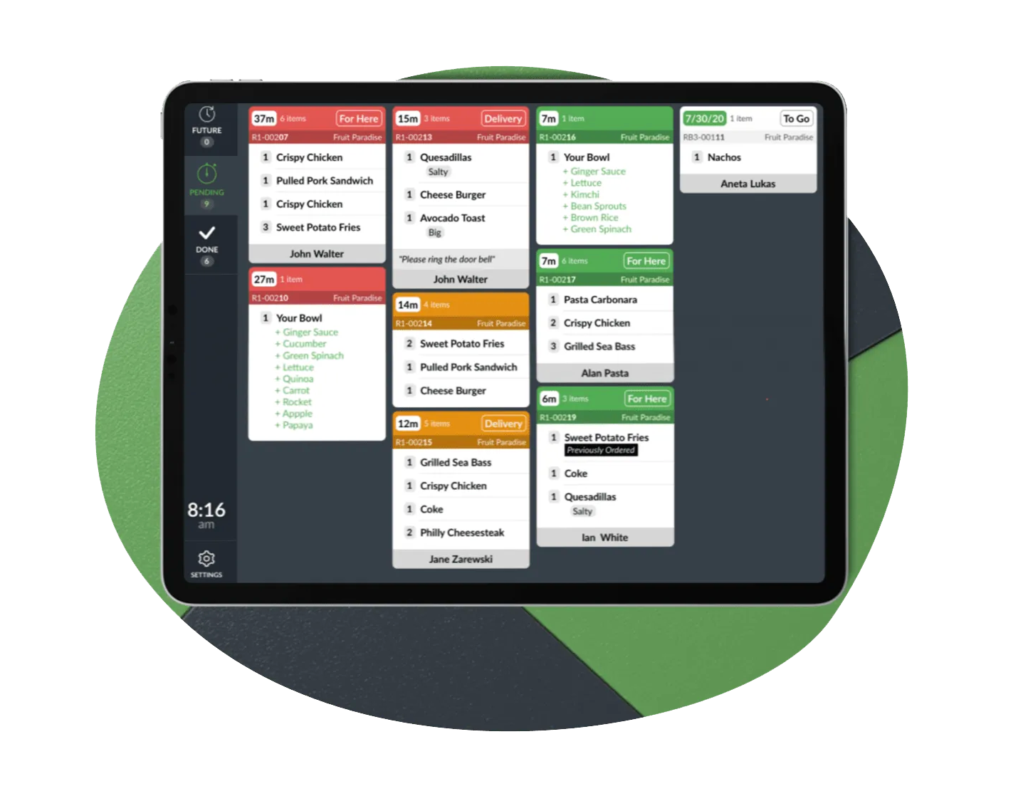 View of KDS screen used for online ordering