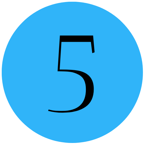 blue circle icon with the #5