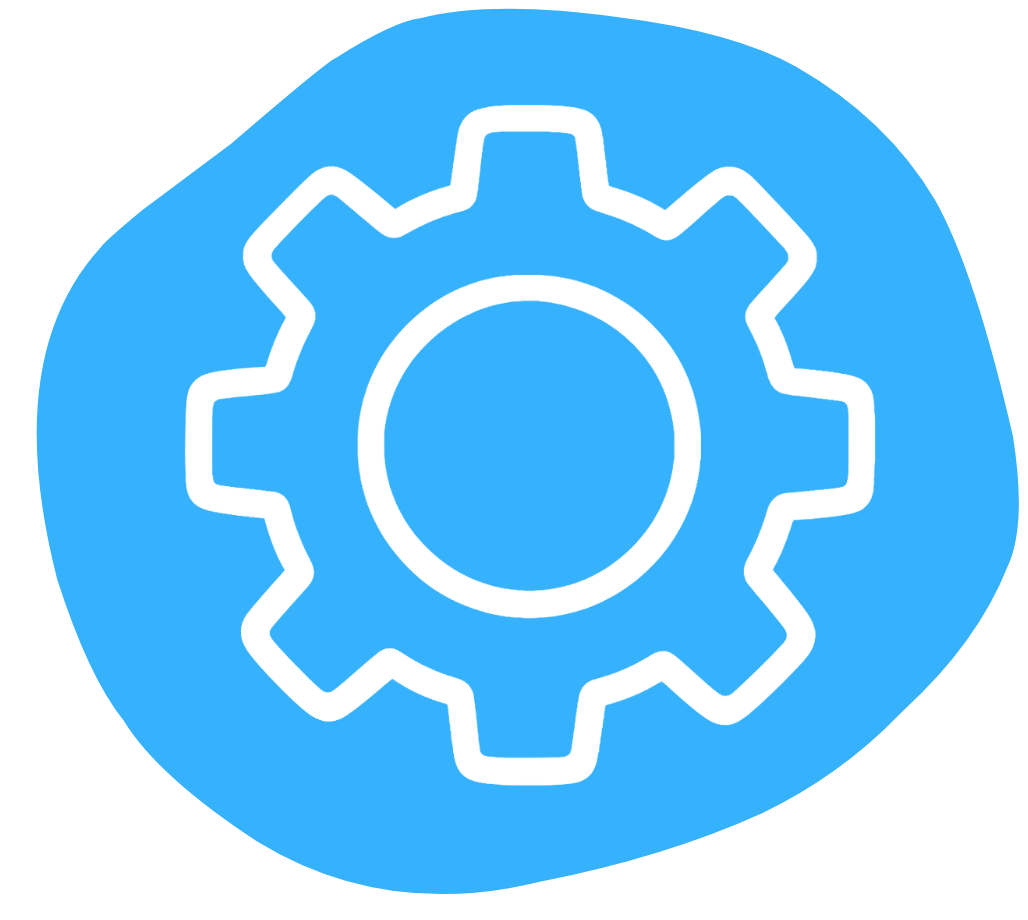 gear icon blue background