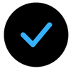 Blue checkmark icon on black background
