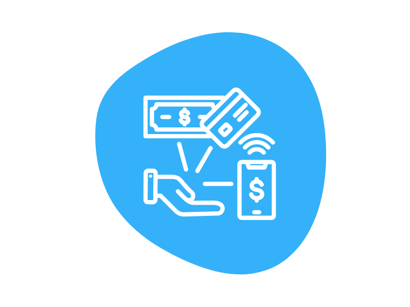 icon of hand with money and credit cards