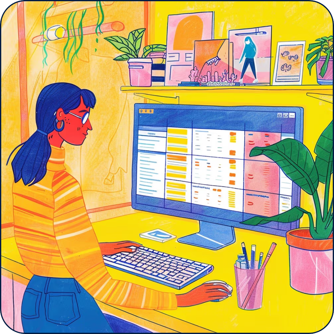 GIF of woman working on computer