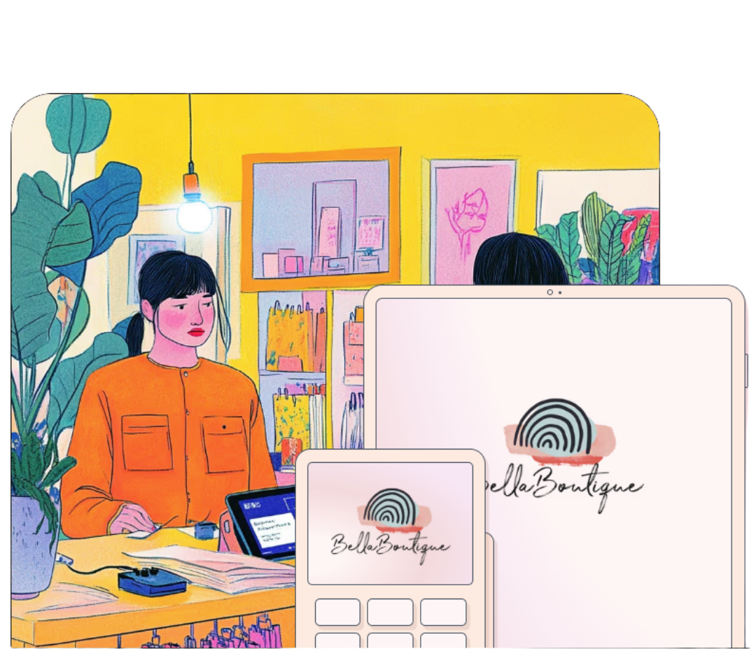 GIF of woman working at a boutique