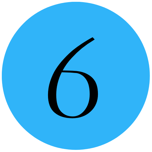 blue circle icon with the #6