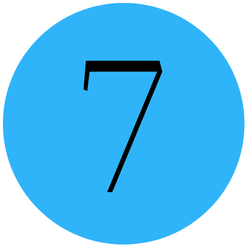 blue circle icon with the #7