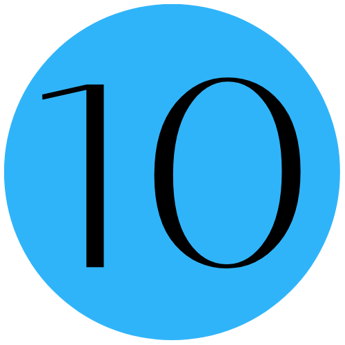 blue circle icon with the #10
