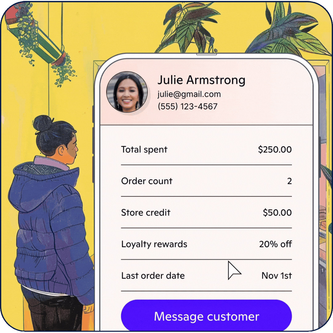 GIF of woman using mobile chat for online ordering