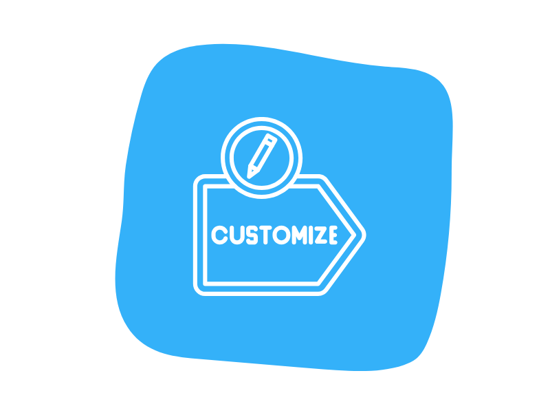 Icon with word customize in arrow shape