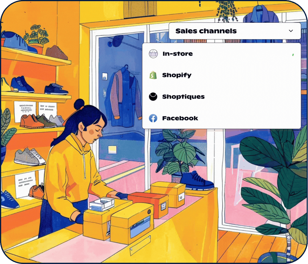 GIF of woman working at shoe store