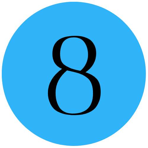blue circle icon with the #8