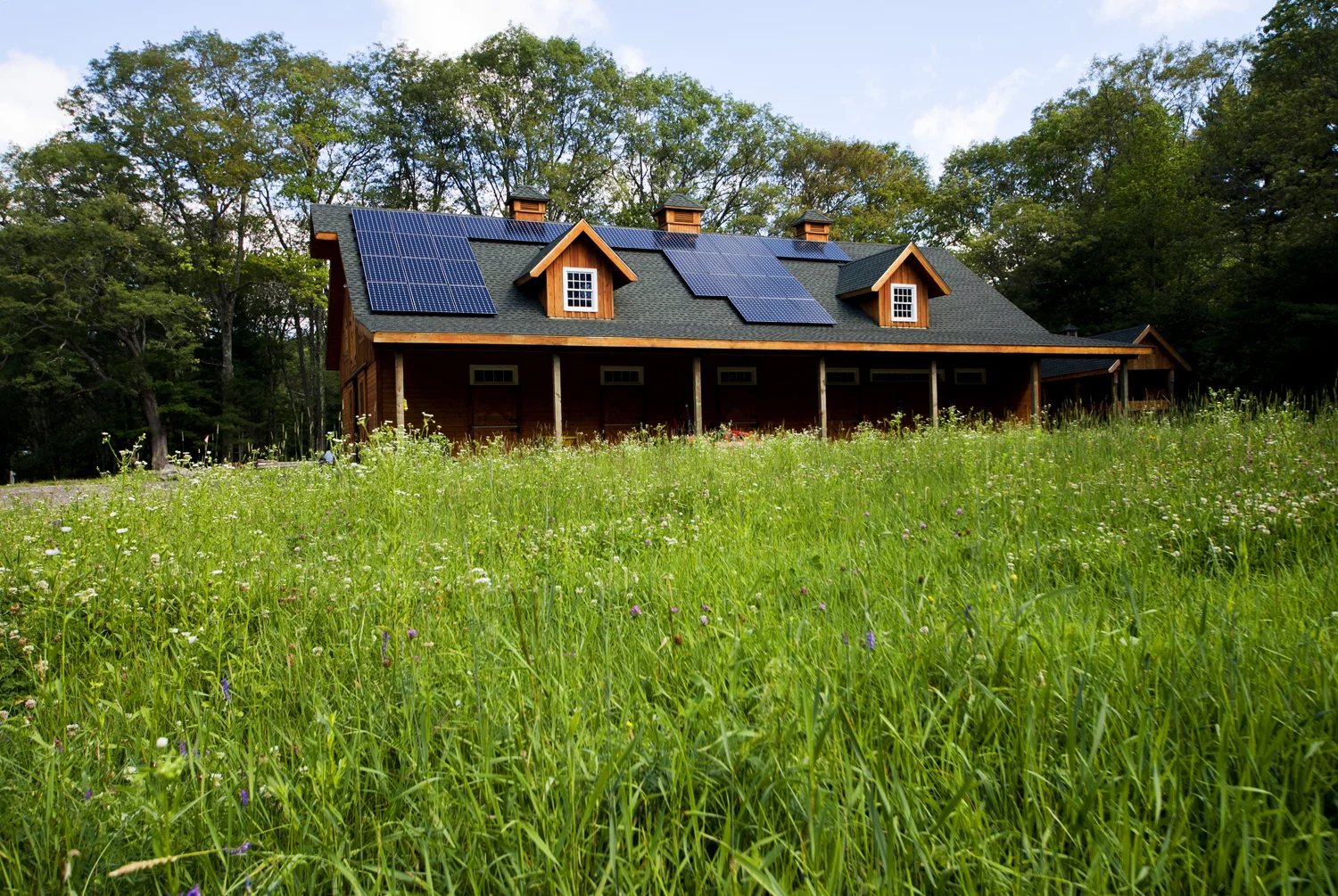 The Lincoln Net Zero site had an existing barn on a corner of the property that was unobstructed by trees and faced due south for optimal solar gain. 
