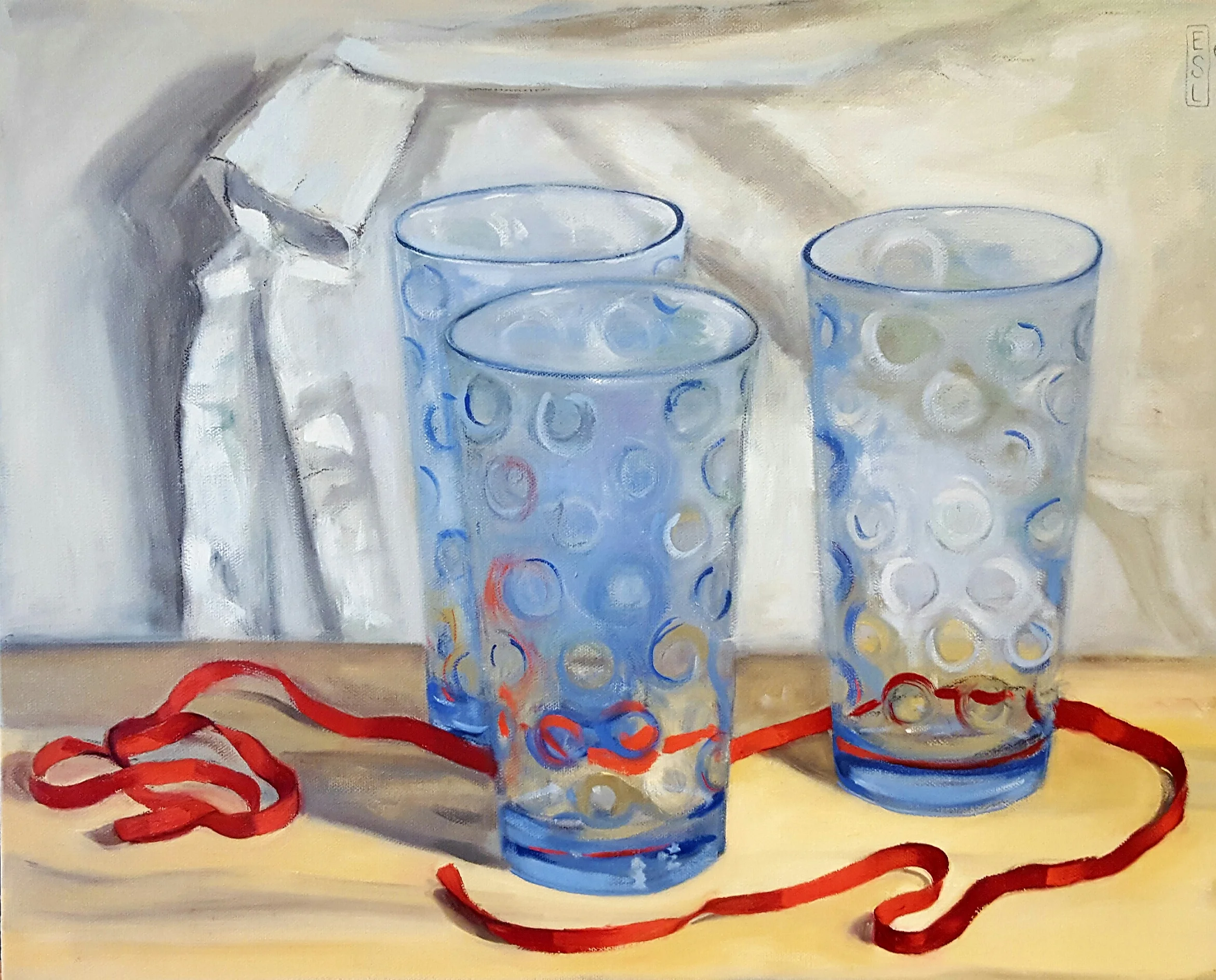 Blue Glasses with Red Ribbon