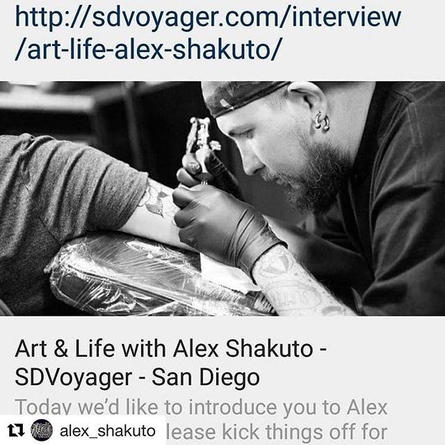 Check out the latest edition of @sdvoyagermag for a piece on the very talented @alex_shakuto! Alex is a super humble Russian immigrant making his way as a tattoo artist in SD, and providing us some killer designs in his free time! Congrats on the fea