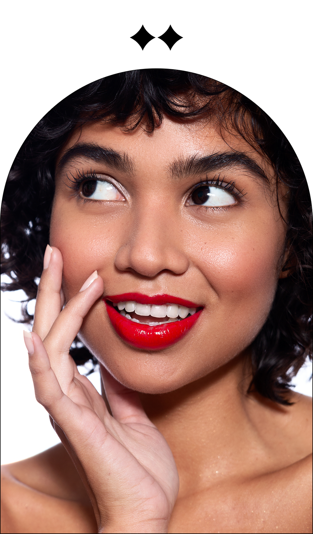 Elegant glamorous makeup look with glowing skin and defined features