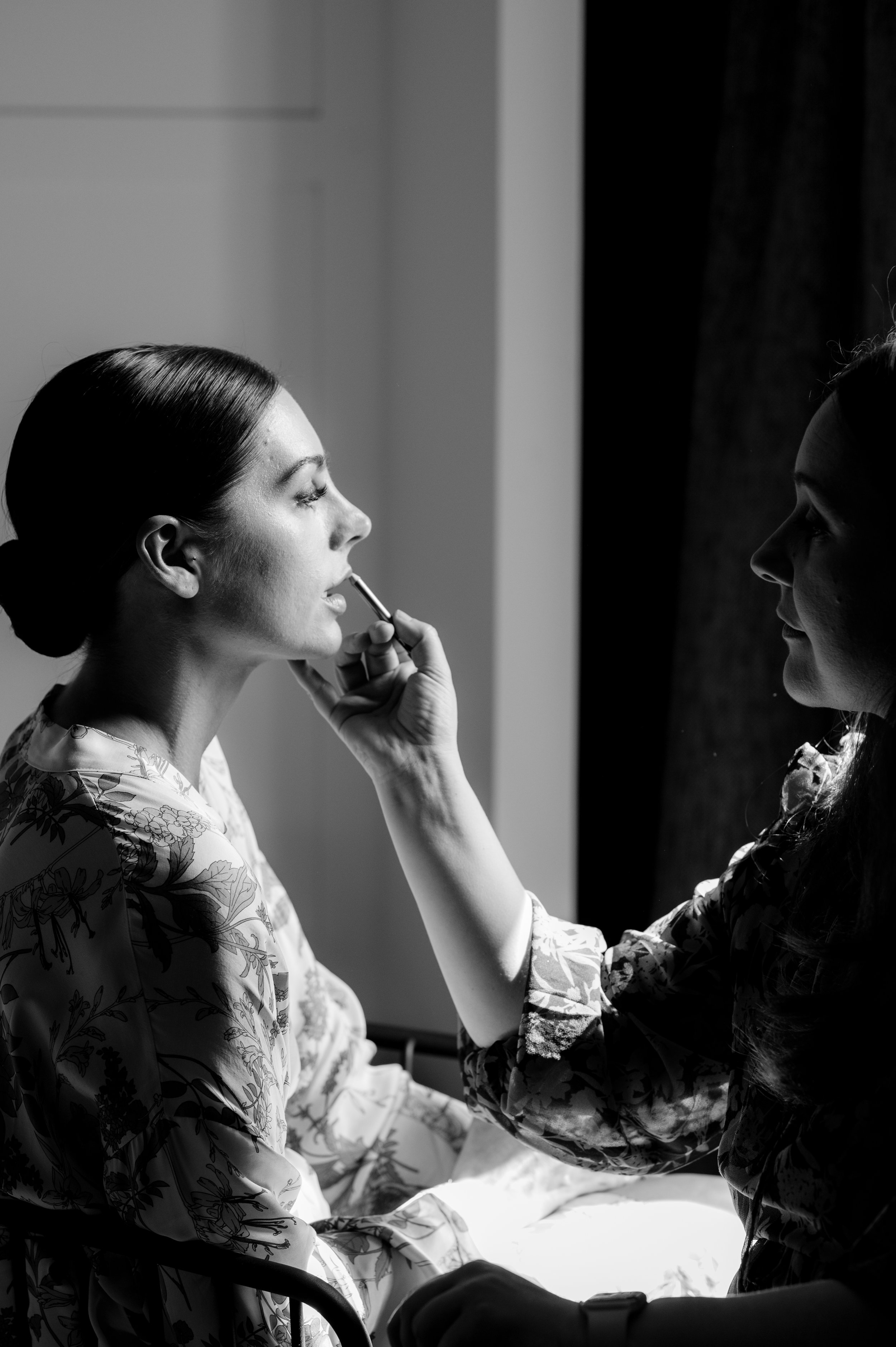 Bridal makeup trial in a private studio in Barcelona.