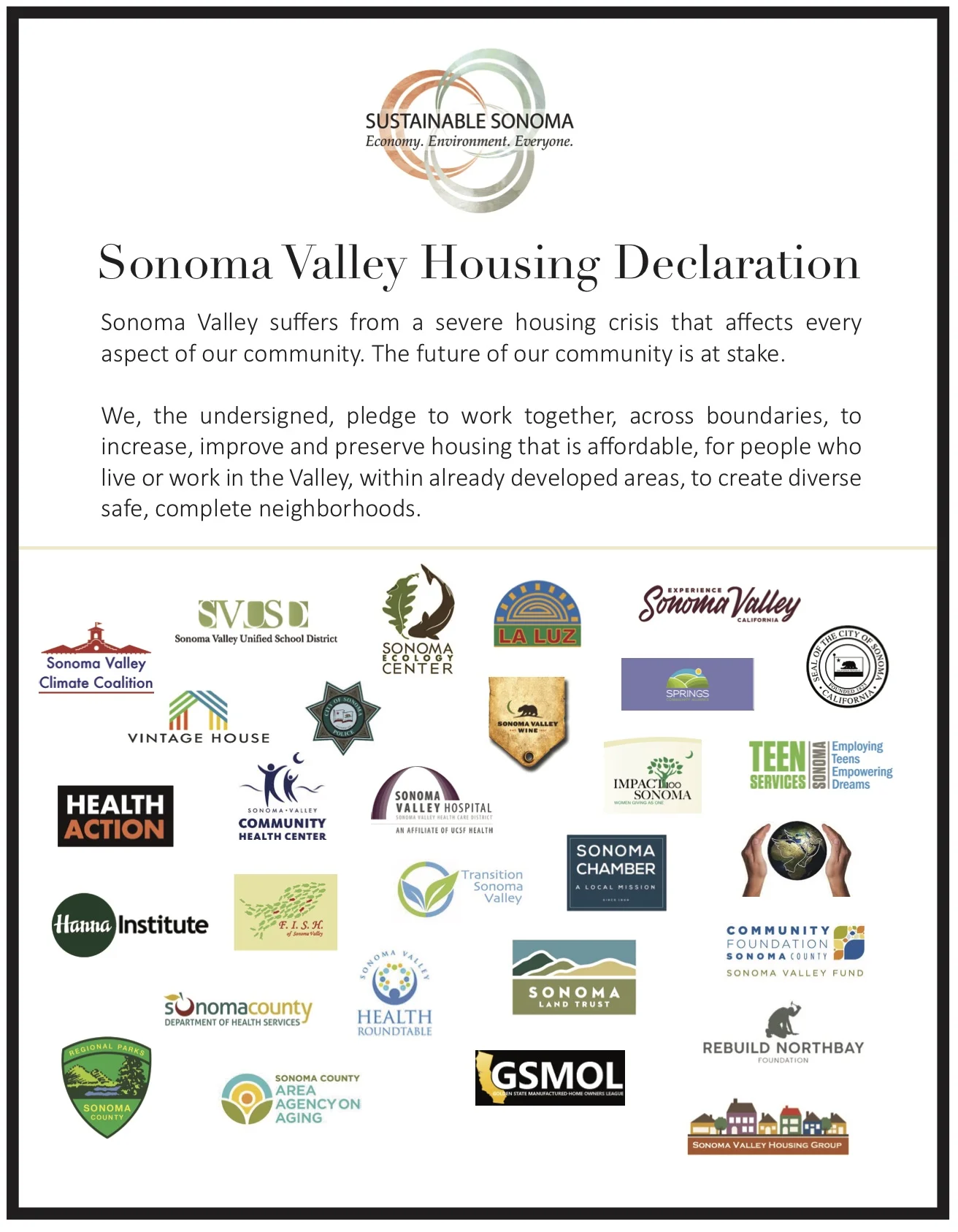 Sonoma Valley Housing Declaration