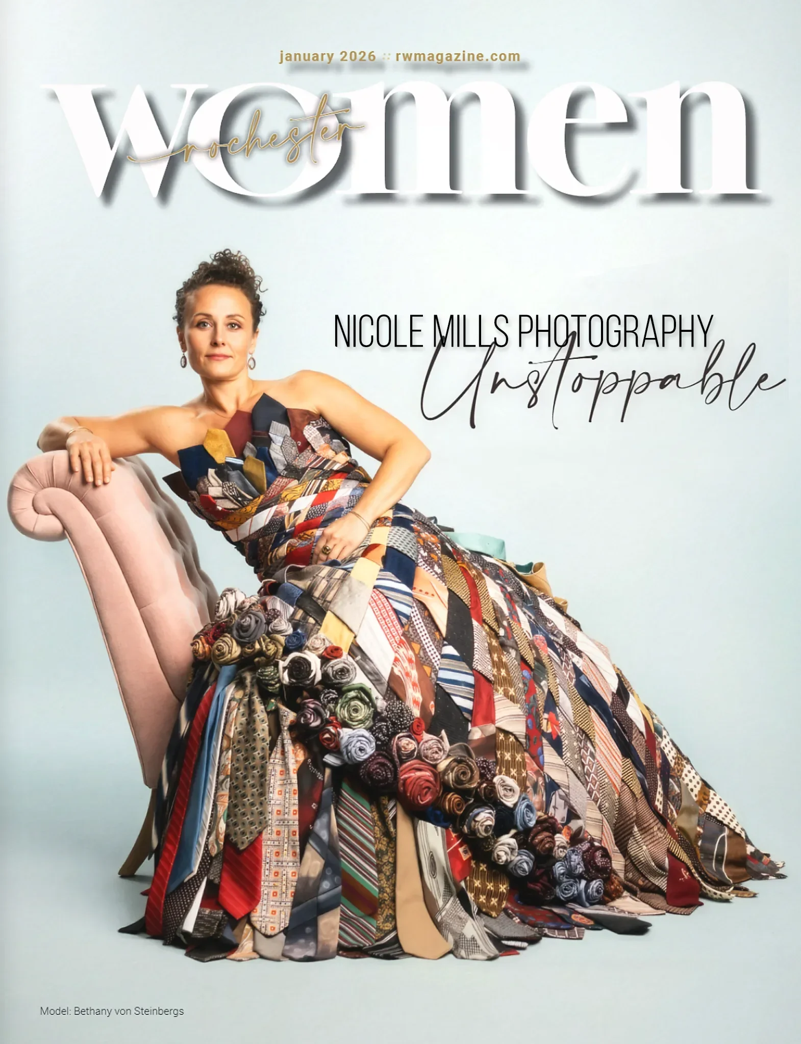 Cover_Rochester_Women_Magazine_woman_in_tie_dress_made_by_Nicole_Mills