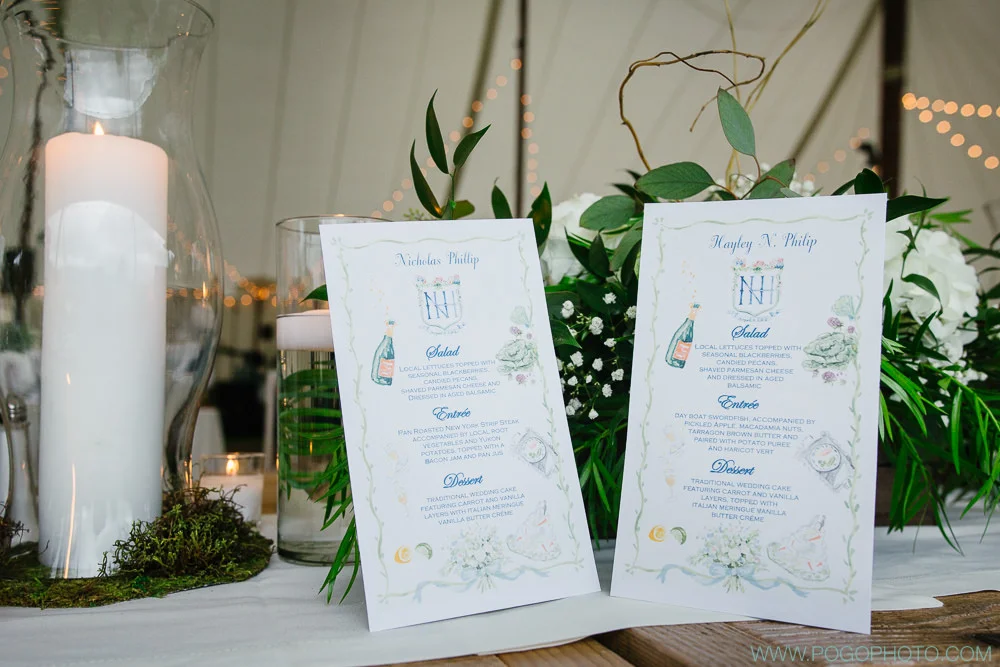 These personalized menu cards were fab!