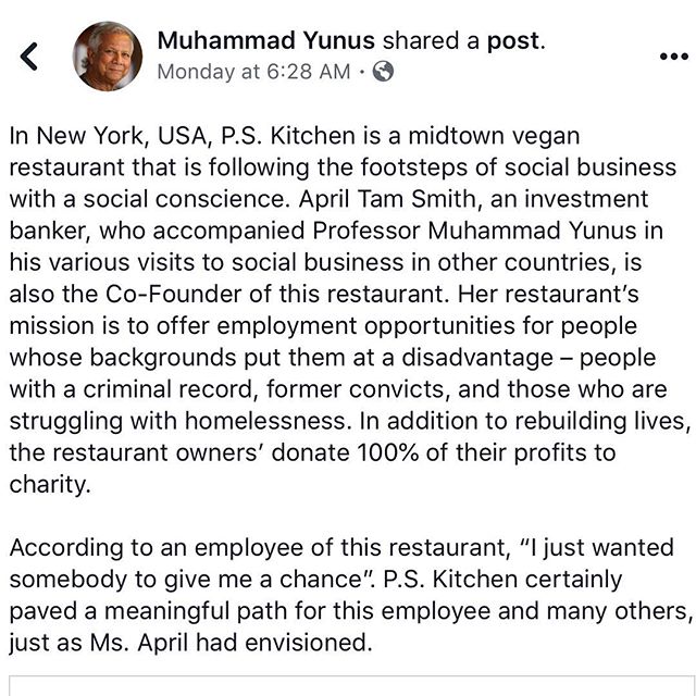 our incredible character April Tam&rsquo;s journey is honored by her very own inspiration Dr. Muhammad Yunus! Follow her journey of opening the first social business in NYC in our film!