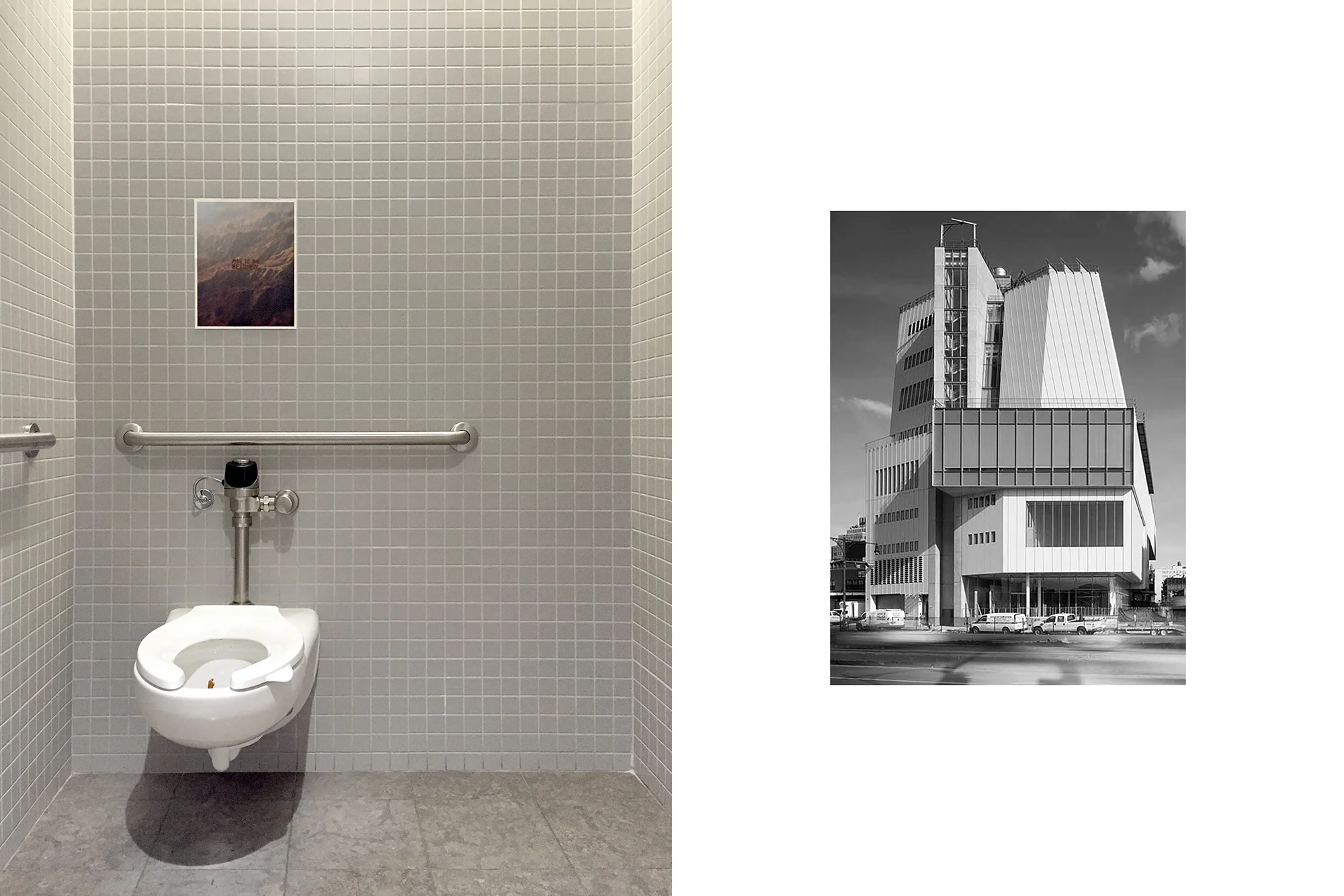 May It Be Beautiful installed in the restroom of the Whitney Museum of American Art, New York